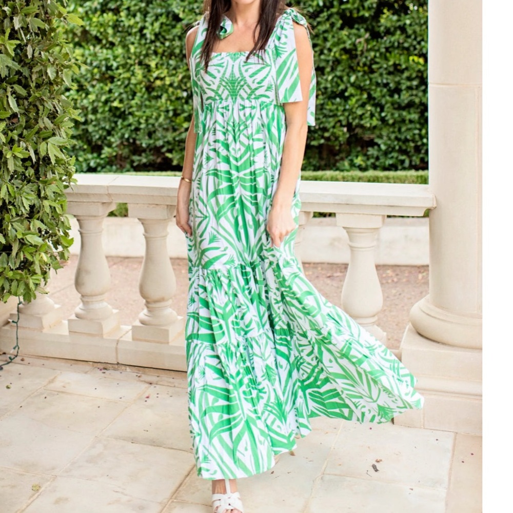 EUC Sheridan French Kelly Dress green/palm print